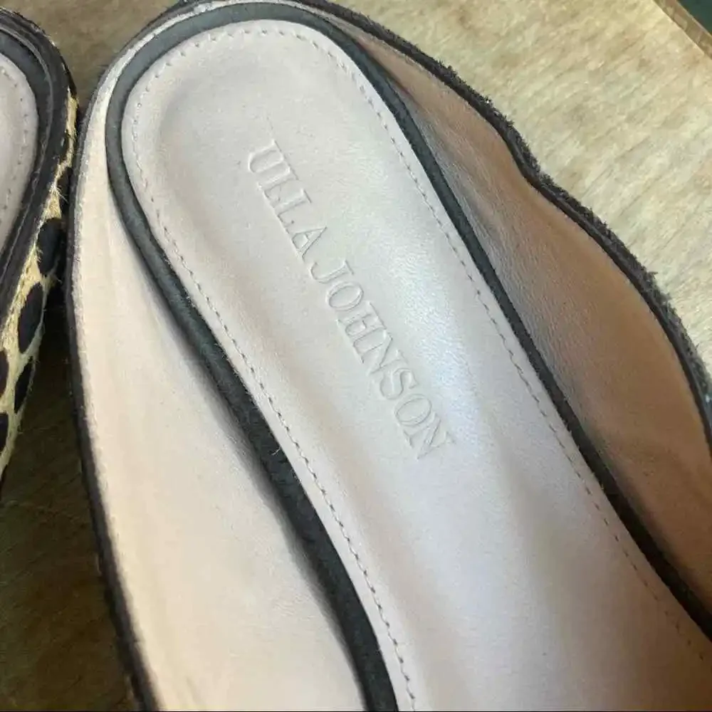 Ulla‎ Johnson flats mules size 6.5 slip on calf hair animal print mobwife pointy